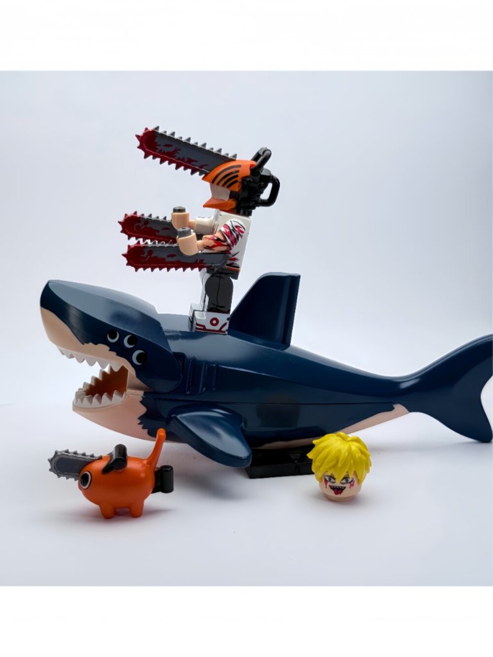 Chainsaw Man Denji Shark Ride Custom Minifigure Set with Pochita - Picture 2 of 6